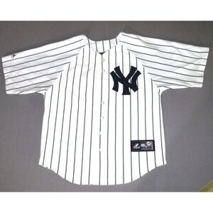 New York Yankees Alex Rodriguez Authentic Pin Striped Majestic Jersey Youth MED
